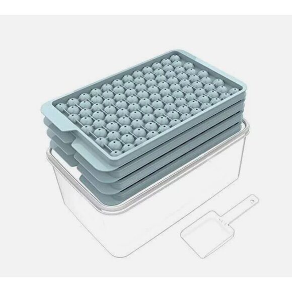 Mini Ice Cube Trays 4 Layers For Freezer With Lid & Scoop Easy Release BPA Free - Picture 1 of 12